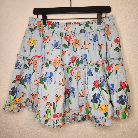 HILL HOUSE Home Of The Paz Skirt Light Blue Space Floral Size Floral Print 2xl - Picture 3 of 16